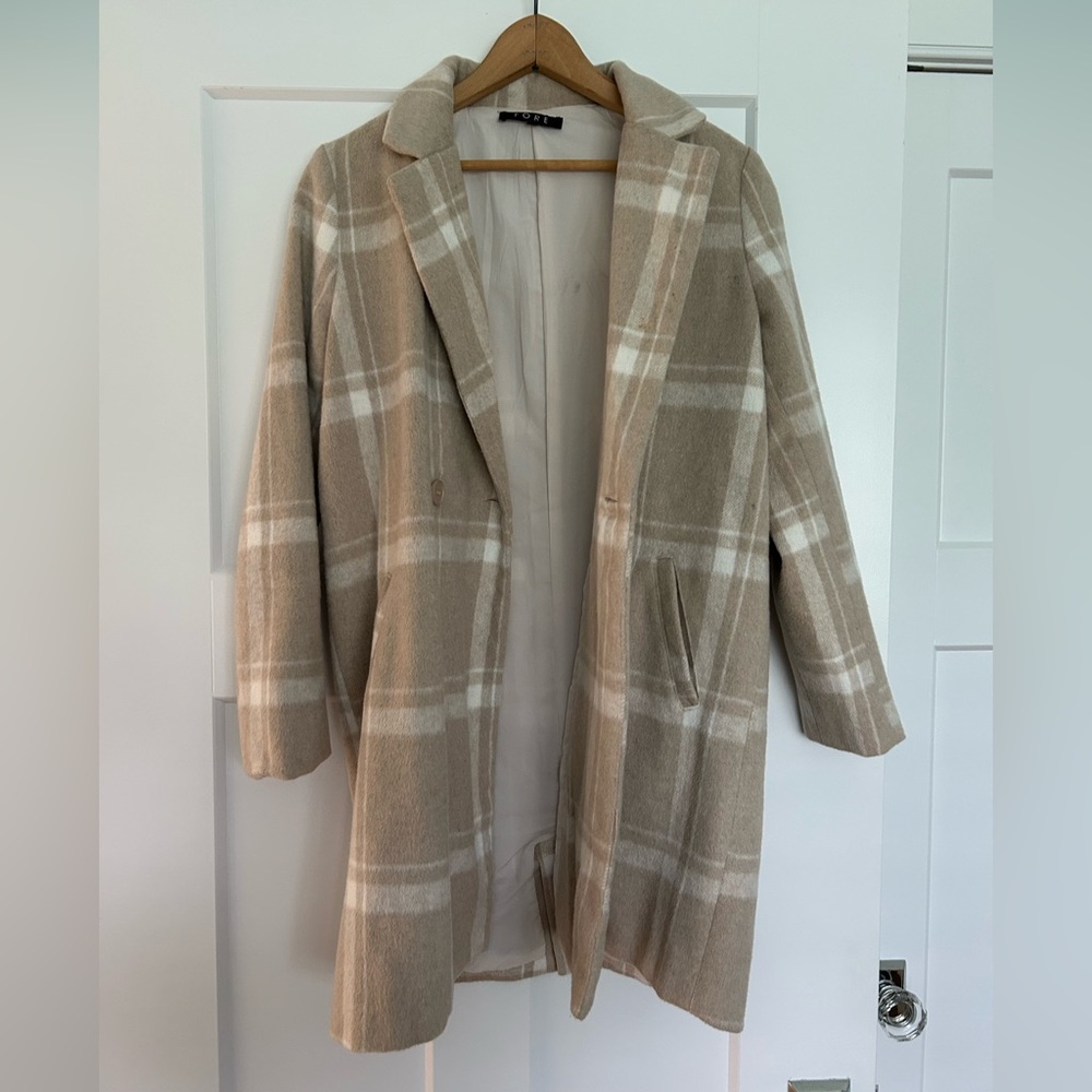 Plaid Tan Women's Coat